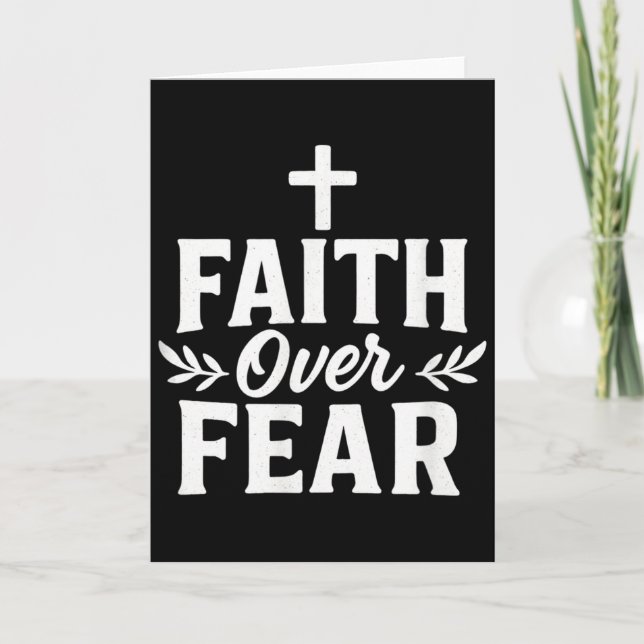 Tarjeta Faith Over Fear Christian Motivational Bible Verse (Anverso)