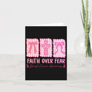 Tarjeta Faith Over Fear Coquette Bow Plaid Breast Cancer A