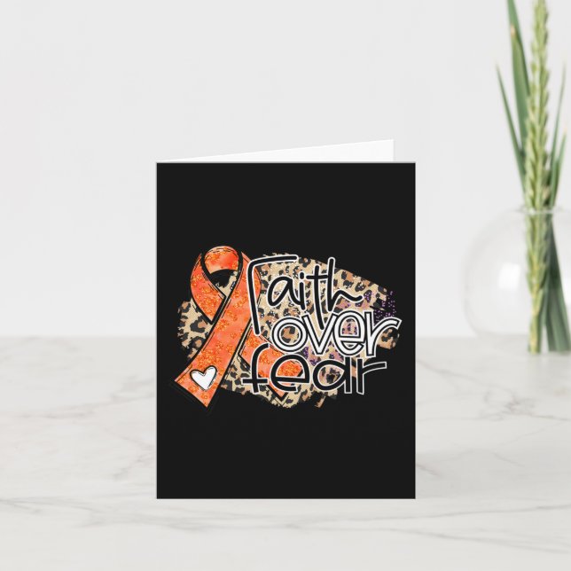 Tarjeta Faith Over Fear Fear Leukemia Awa, Naranja De Leop (Anverso)
