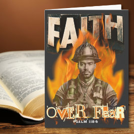 Tarjeta Faith Over Fear Firefighter Christian