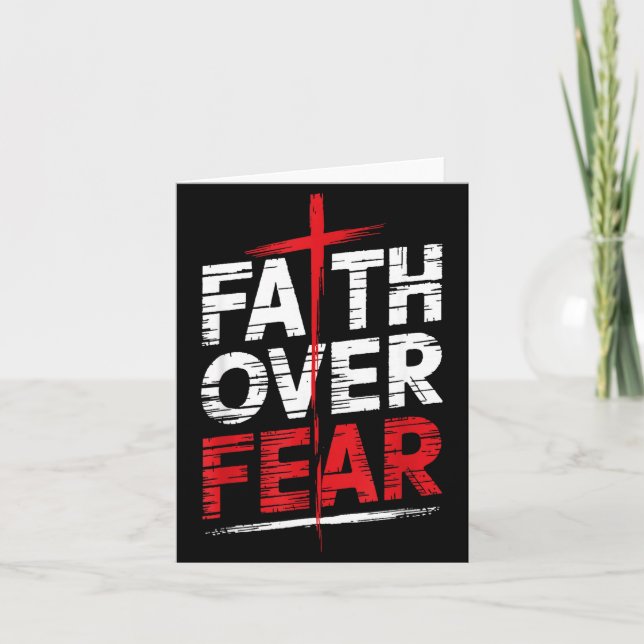 Tarjeta Faith Over Fear With Cross Christian Men  (Anverso)