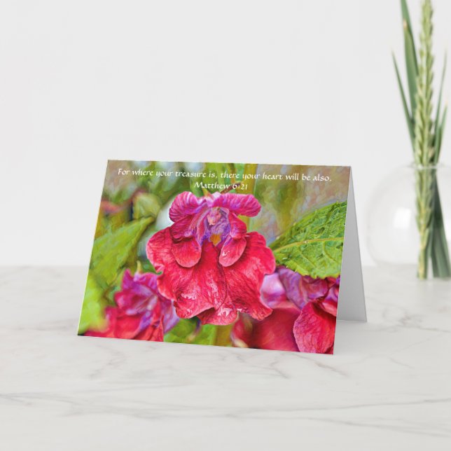 Tarjeta Faith Pink Flower Bible Verse Friendship Card (Anverso)