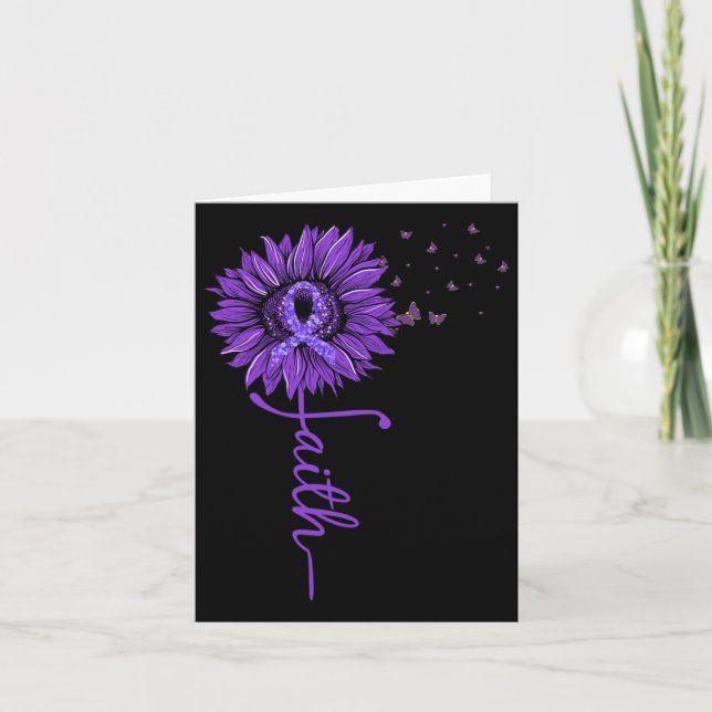 Tarjeta Faith Sunflower La conciencia de Heimer púrpura (Anverso)