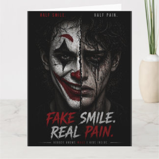 Tarjeta “Fake Smile, Real Pain: The Truth Behind Man