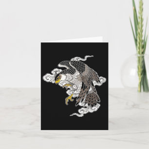 Tarjeta Falcon Hawk Volando X nubes japonesas Tattoo Flash