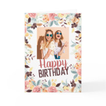 Fall boho floral feliz foto de cumpleaños