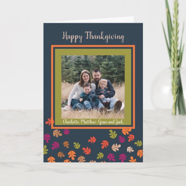 Tarjeta Fall Colours Happy Thankending Photo (Anverso)