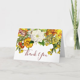 Tarjeta Fall Floral Botánica Borgoña Gold Gracias