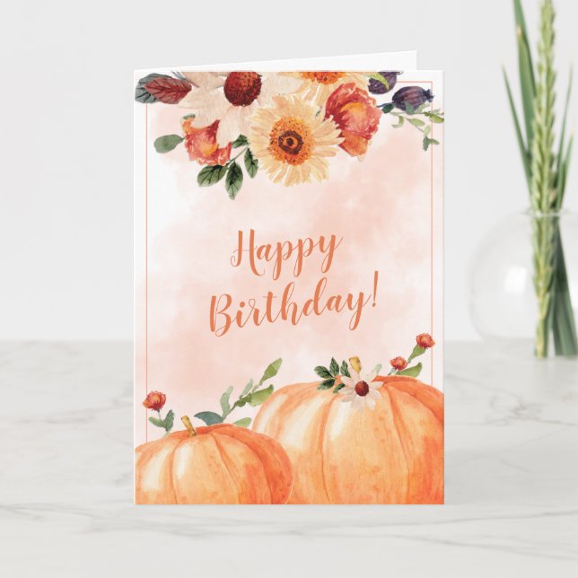 Tarjeta Fall Floral Happy Birday (Anverso)