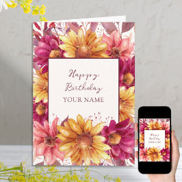 Tarjeta Fall Floral Personalizada Cumpleaños