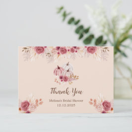 Tarjeta Fall In Love Boho Pink Pumpkin Bridal Shower 