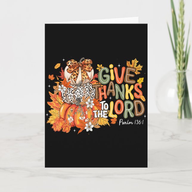 Tarjeta Fall Pumpkin Thanksgiving Christian Give Thanks To (Anverso)
