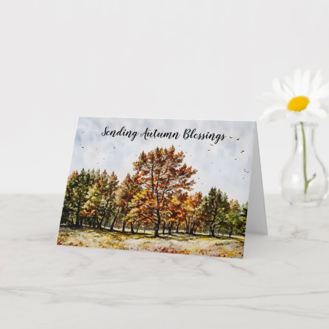 Tarjeta Fall Season Autumn Blessings Thoughts Card (Planta pequeña)