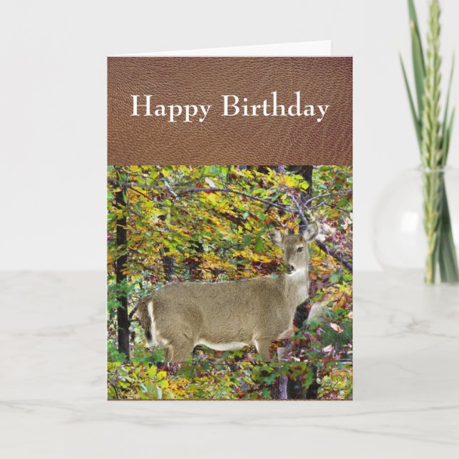 Tarjeta Fall Season Deer Feliz Cumpleaños Saludo (Anverso)