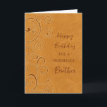 Tarjeta Fall Swirls Brother Birthday<br><div class="desc">Tarjeta de cumpleaños para hermano con un cumpleaños de otoño con diseño de remolinos naranjas y verso reflexivo.</div>