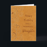 Tarjeta Fall Swirls Daughter Birday<br><div class="desc">Tarjeta de cumpleaños para la hija con un cumpleaños de otoño con diseño de remolinos naranjas y verso reflexivo.</div>