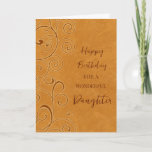 Tarjeta Fall Swirls Daughter Birday<br><div class="desc">Tarjeta de cumpleaños para la hija con un cumpleaños de otoño con diseño de remolinos naranjas y verso reflexivo.</div>