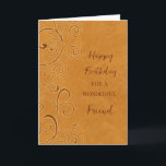 Tarjeta Fall Swirls Friend Cumpleaños<br><div class="desc">Tarjeta de cumpleaños para un amigo con un cumpleaños de otoño con diseño de remolinos naranjas y verso reflexivo.</div>