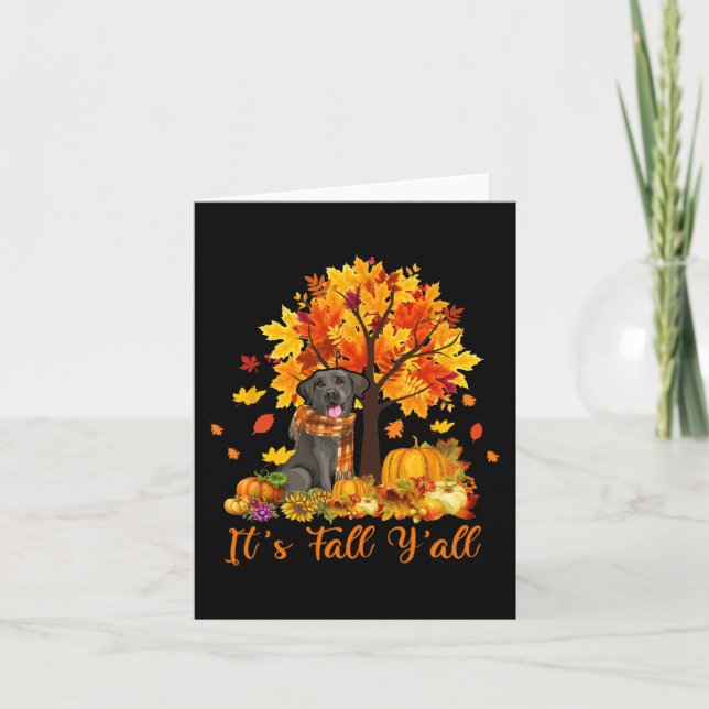 Tarjeta Fall Y'all Labrador Black Lab Halloween Gracias (Anverso)