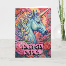 Tarjeta Fallo mágico de unicornio 5 cumpleaños