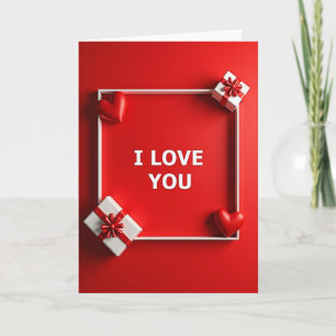 Tarjeta Falsa de Oro Corazones Te Amo Rojo
