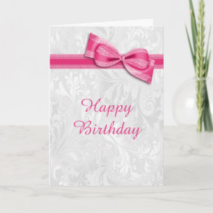 Tarjeta Falso cumpleaños blanco de la hembra del arco del