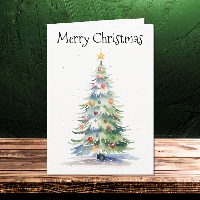 Tarjeta Familia acuarela de árbol de navidad (Subido por el creador)