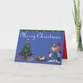 TARJETA FAMILIA AMERICANA ÉTNICA DE MERRY CHRISTMAS