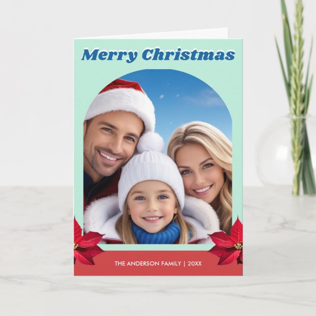 Tarjeta Familia Arch Personalizada Una Foto Moderna Groovy (Anverso)