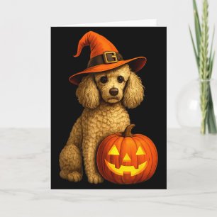 Tarjeta Familia Arte Perro Sombrero Bruja Calabaza Hallowe
