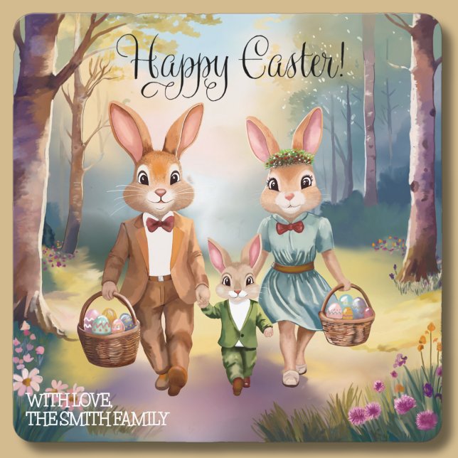 Tarjeta Familia conejo de Pascua persiguiendo huevos - acu (Subido por el creador)