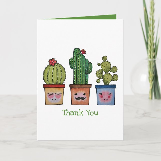 Tarjeta Familia Cute Cactus En Acuarela (Anverso)