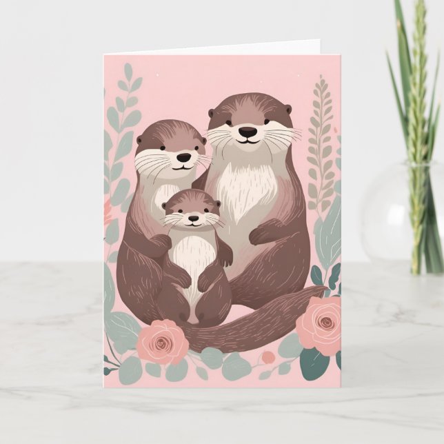 Tarjeta Familia Cute Otter (Anverso)