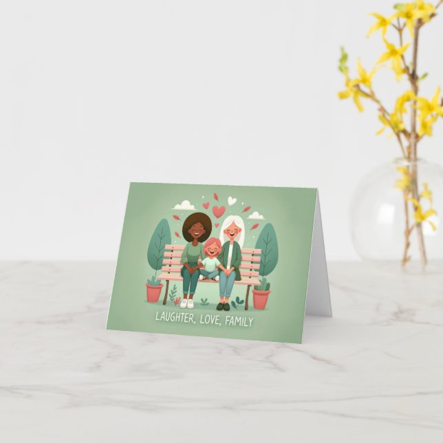Tarjeta Familia de amor de risa (flor amarilla)
