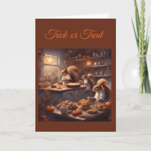 Tarjeta Familia de Ardillas Caprichosas Hornea Galletas Ha