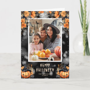Tarjeta Familia de calabazas acuáticas Foto Feliz Hallowee