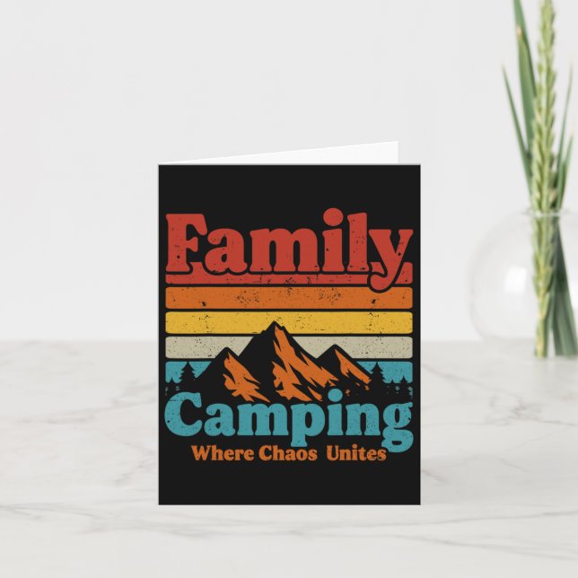 Tarjeta Familia de camping Caos de camping une campista fe (Anverso)