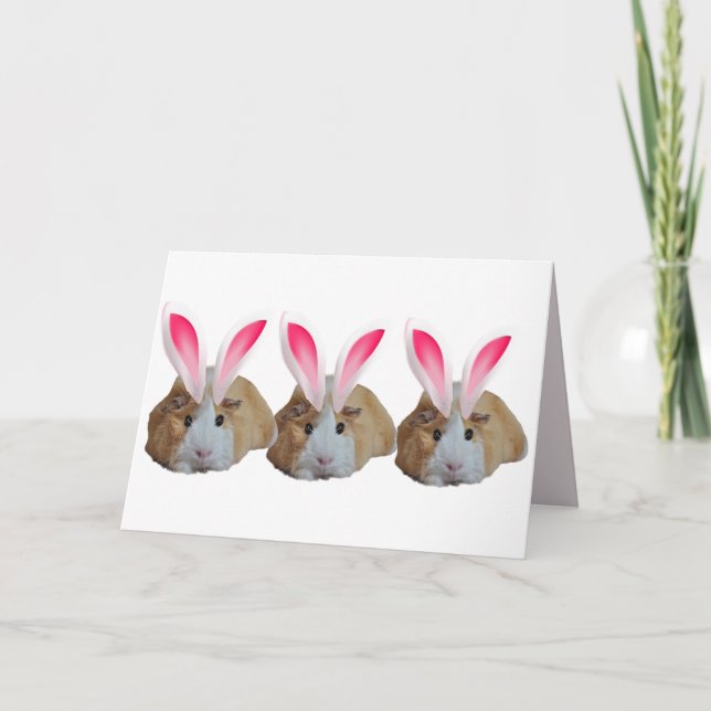 Tarjeta Familia de cerdo guineana rosa conejito orejas Pas (Anverso)