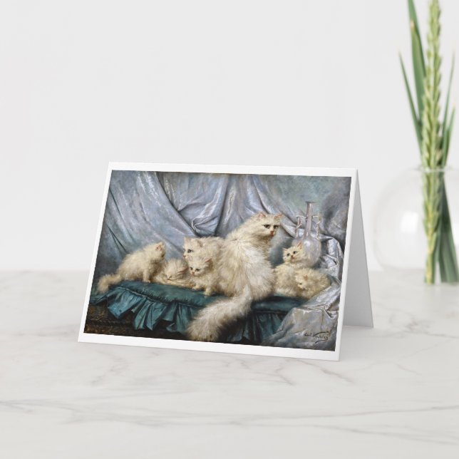 Tarjeta Familia de gatos blancos, Carl Kahler (Anverso)