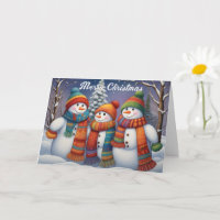 Familia de muñecos de nieve caprichosos 