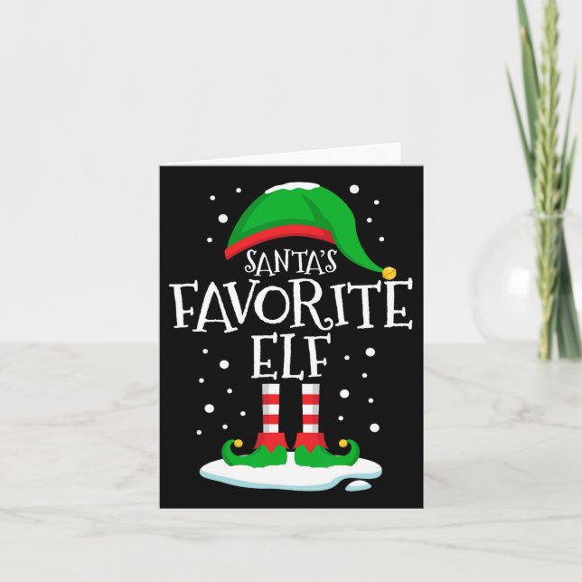 Tarjeta Familia de Navidades elfos favoritos de Santa Clau (Anverso)