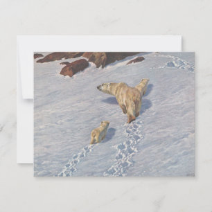 Tarjeta Familia de osos polares en la nieve ártica