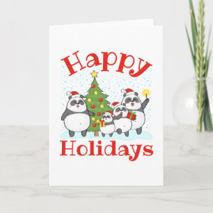 Tarjeta Familia de Panda de Navidad