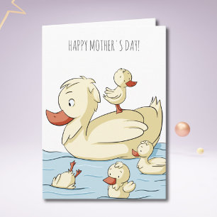 Tarjeta Familia de patos divertidos y lindos para el día d