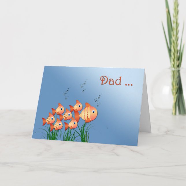Tarjeta Familia de peces del Día del Padre (Anverso)