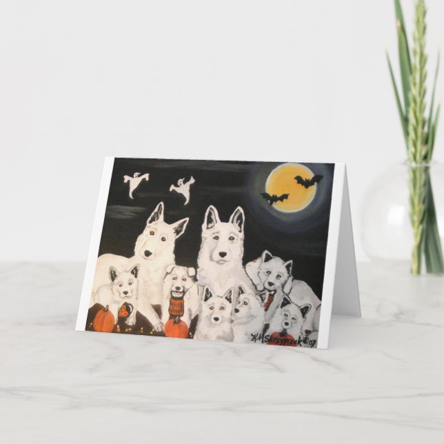 Tarjeta Familia de perro de Halloween (Anverso)