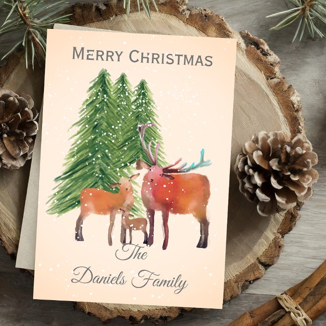 Tarjeta Familia de venados de Navidades personalizados (Subido por el creador)