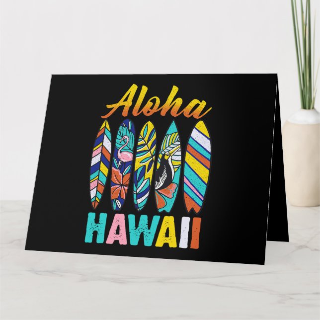 Tarjeta Familia de verano retro hawaiana Aloha Hawaii en v (Anverso)