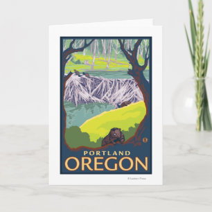 Tarjeta Familia del castor - Portland, Oregon