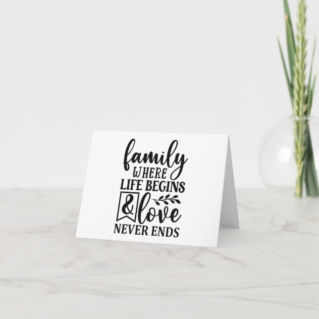 Tarjeta Familia donde la vida empieza y el amor nunca term (Anverso)